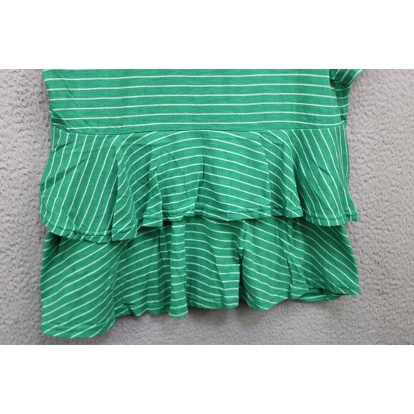 Anthropologie Green Striped Top-Ruffle Back-Size Medium - Picture 9 of 10
